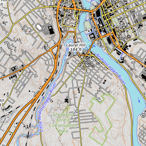 OpenTopoMap map of Pulsifer Field, ME