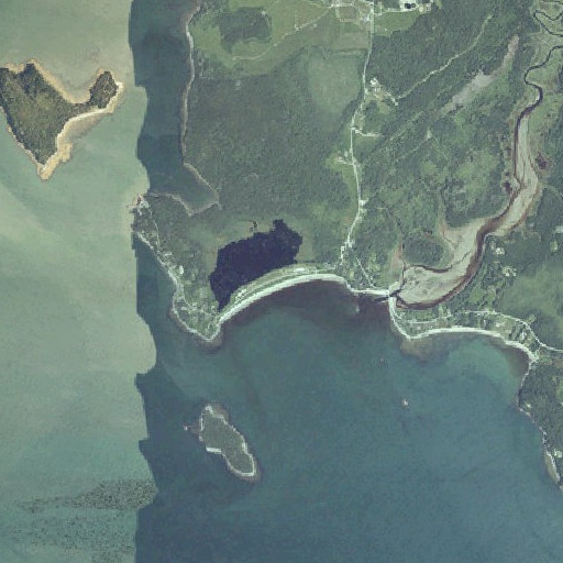 Aerial imagery of Roque Bluffs Beach, ME