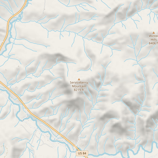 OpenStreetMap map of Serviceberry Mountain, CO