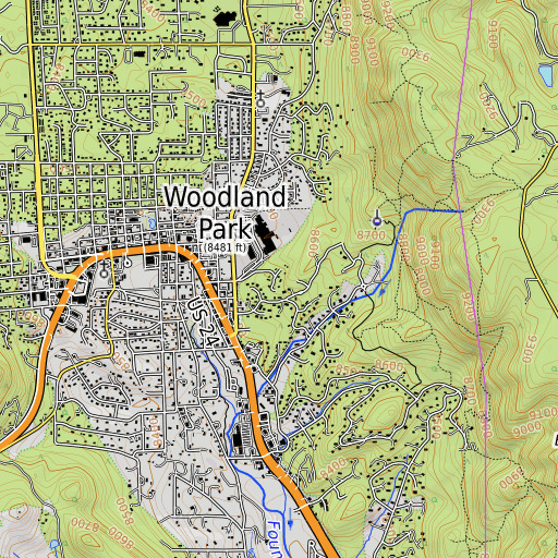 OpenTopoMap map of Thunderbird Camp, CO