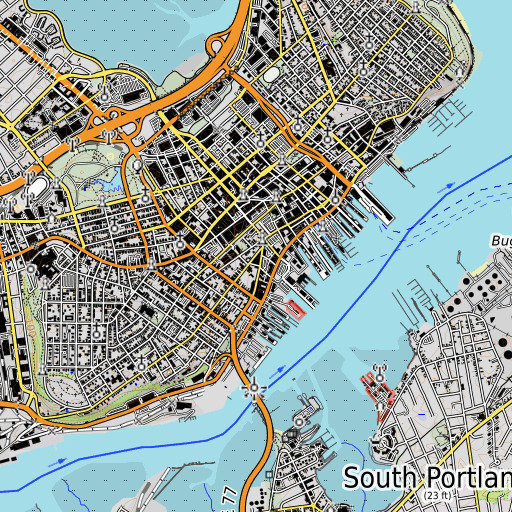 OpenTopoMap map of Danforth Gallery, ME