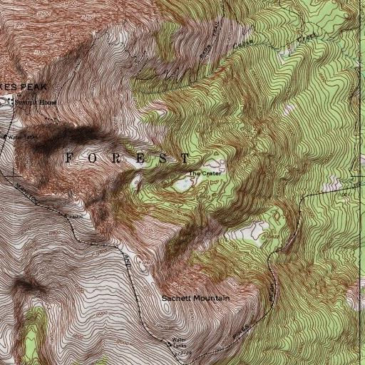 USGS 24K topo map of The Crater, CO