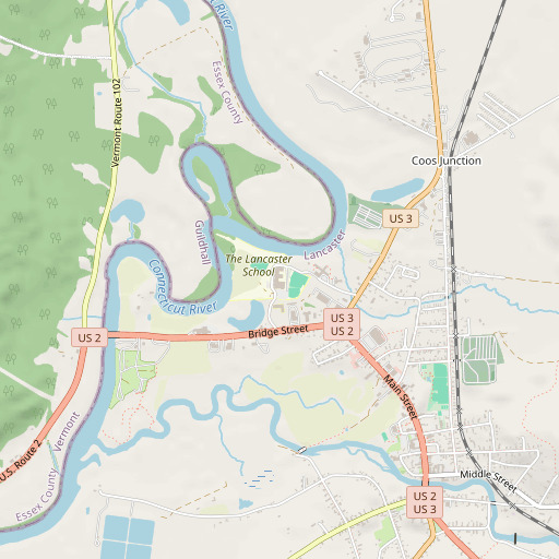 OpenStreetMap map of Lancaster Elementary School, NH