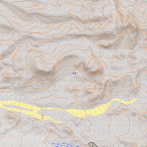 OpenTopoMap map of Box Spring, AZ