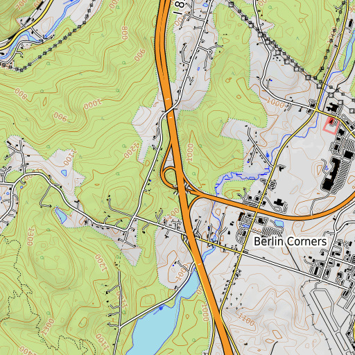 OpenTopoMap map of Interchange 7, VT