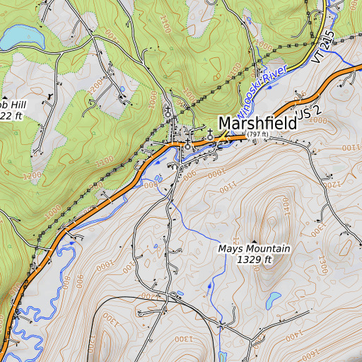 OpenTopoMap map of Jaquith Public Library, VT