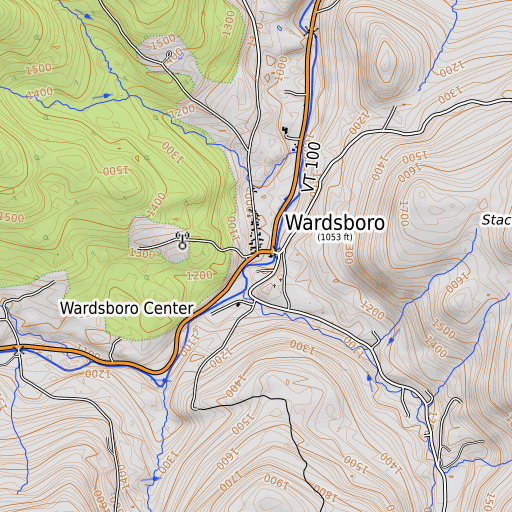 OpenTopoMap map of Wardsboro Post Office, VT