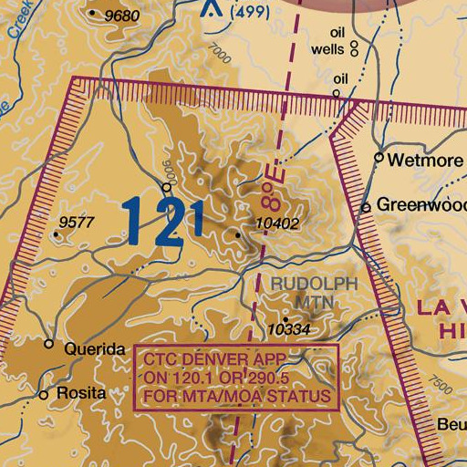 FAA VFR chart of Hardscrabble Mountain, CO