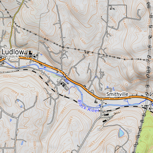 OpenTopoMap map of Hideaway Campgrounds, VT