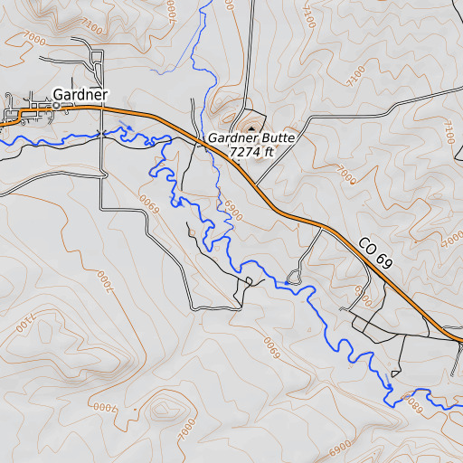 OpenTopoMap map of Williams Creek, CO