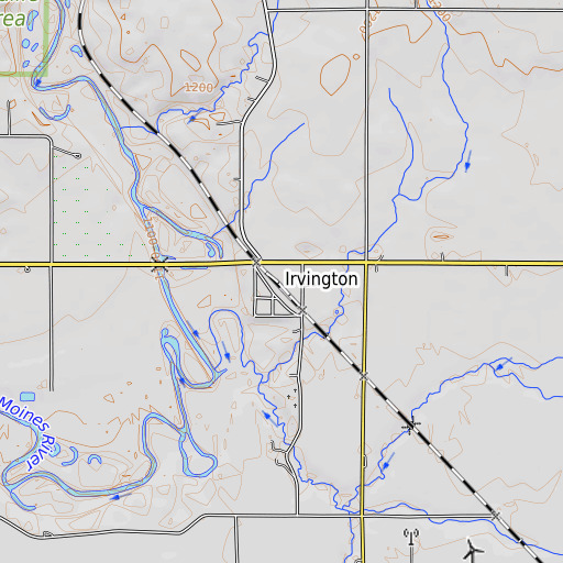 OpenTopoMap map of Irvington, IA