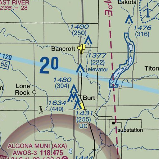 FAA VFR chart of State Line Cooperative Elevator, IA