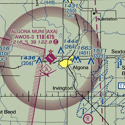 FAA VFR chart of Kossuth County Courthouse, IA
