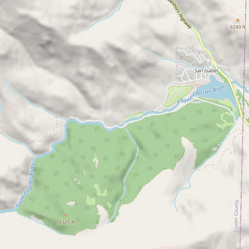 OpenStreetMap map of Snowslide Creek, CO