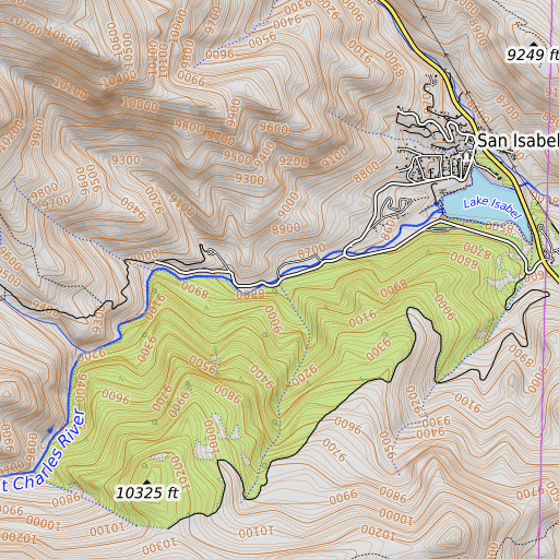OpenTopoMap map of Snowslide Creek, CO