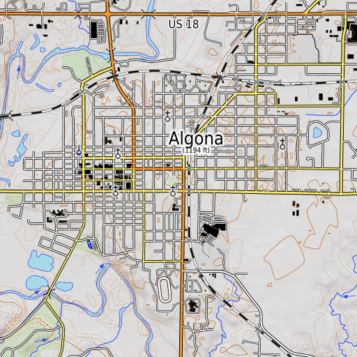 OpenTopoMap map of Central Park, IA