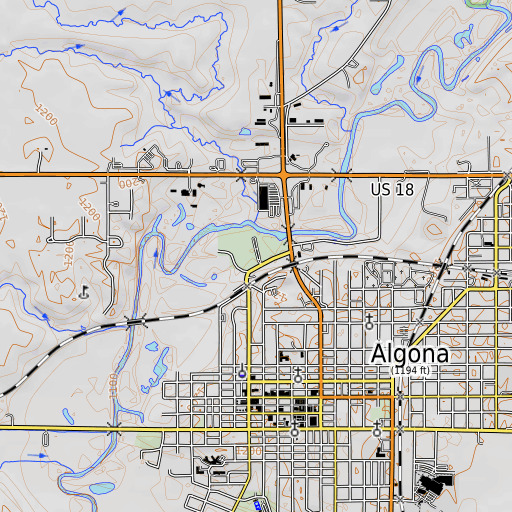 OpenTopoMap map of North Park, IA
