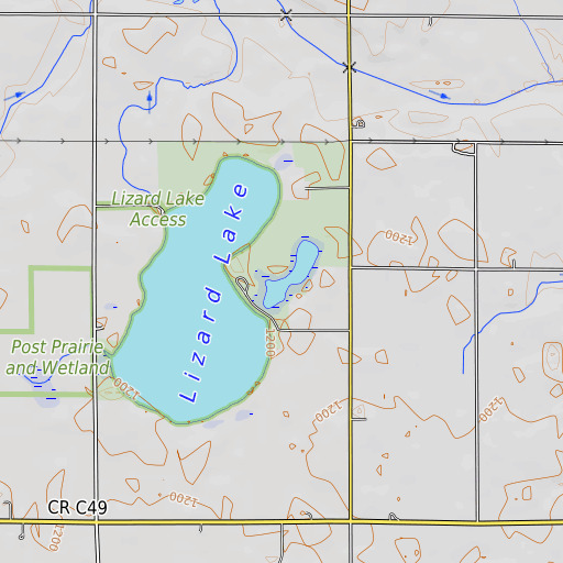 OpenTopoMap map of Lizard Lake Access, IA