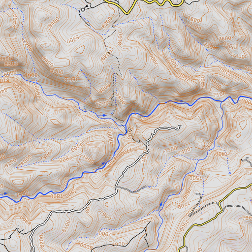 OpenTopoMap map of Willis Creek, CO