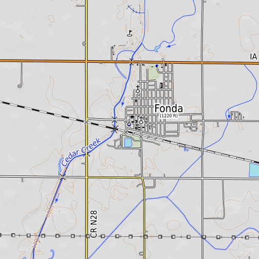 OpenTopoMap map of Fonda, IA