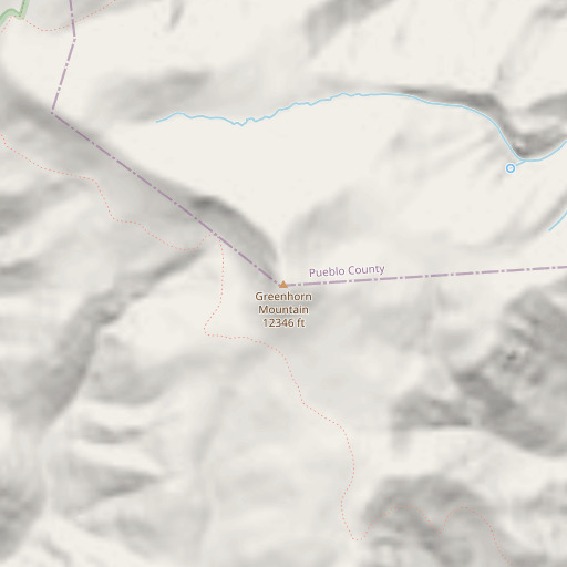 OpenStreetMap map of Greenhorn Mountain, CO