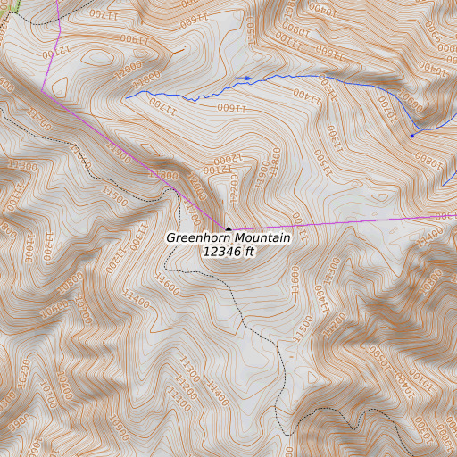 OpenTopoMap map of Greenhorn Mountain, CO