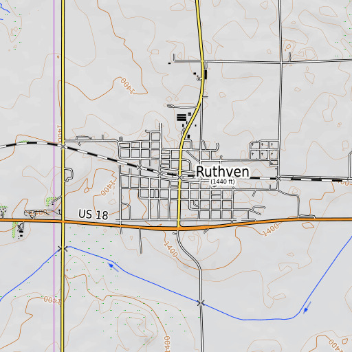 OpenTopoMap map of Farmer Co-op Elevator, IA