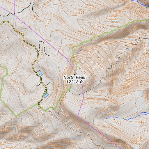 OpenTopoMap map of North Peak, CO