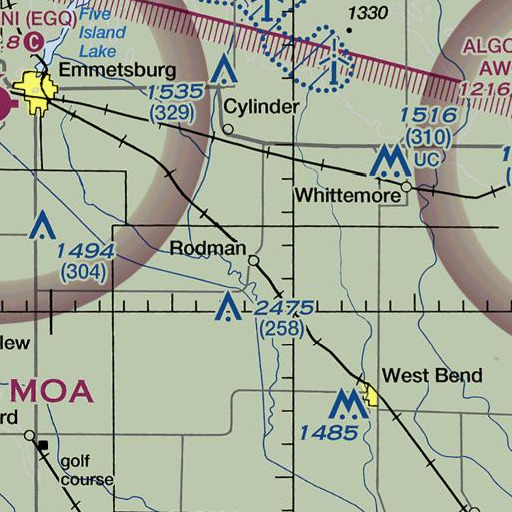 FAA VFR chart of Rodman, IA
