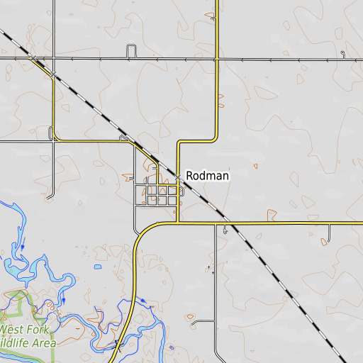 OpenTopoMap map of Rodman, IA