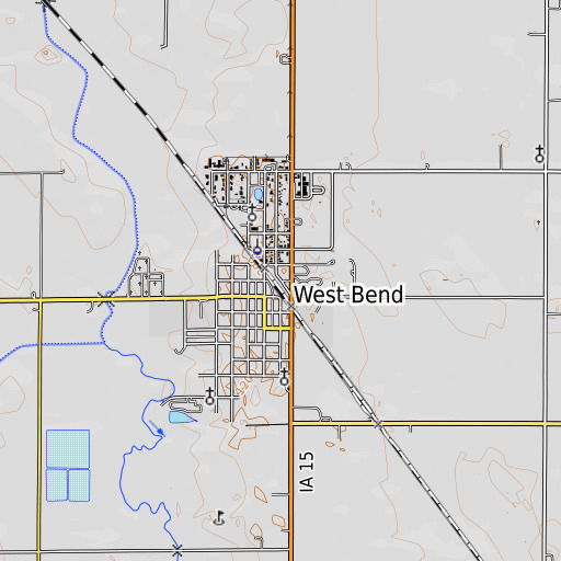 OpenTopoMap map of West Bend, IA