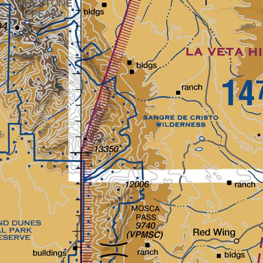 FAA VFR chart of Medano Pass, CO