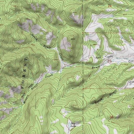 USGS 24K topo map of North Bruff Creek, CO