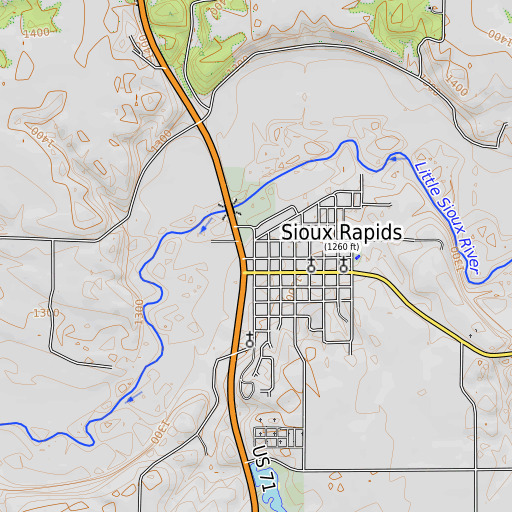 OpenTopoMap map of First Co-op Elevator, IA