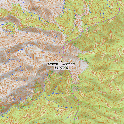 OpenTopoMap map of Mount Zwischen, CO