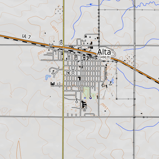 OpenTopoMap map of Alta High School, IA