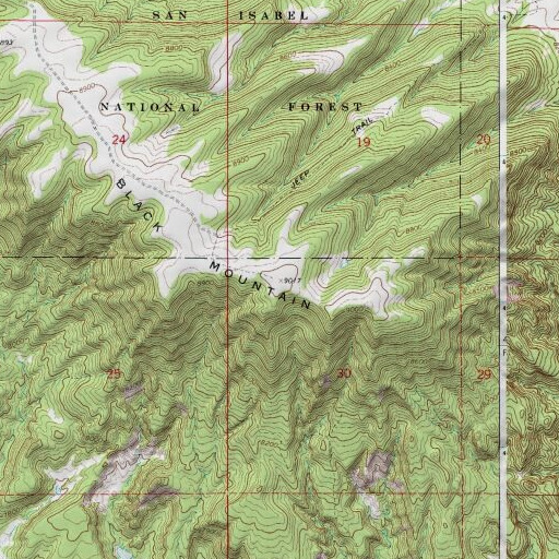 USGS 24K topo map of Black Mountain, CO