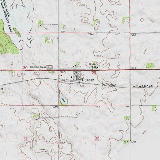 USGS 24K topo map of Duncan, IA