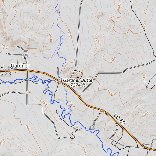 OpenTopoMap map of Gardner Butte, CO