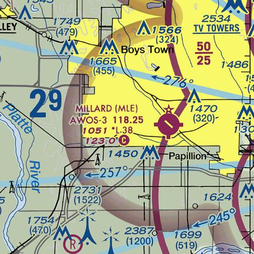 FAA VFR chart of Millard Election Precinct, NE
