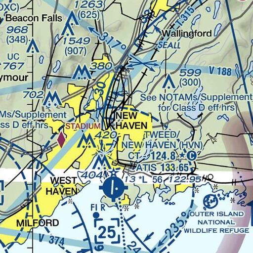 FAA VFR chart of Bishop Woods School, CT