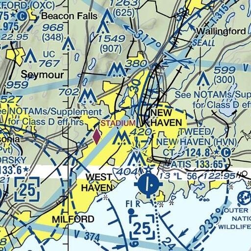 FAA VFR chart of Fisher Building, CT