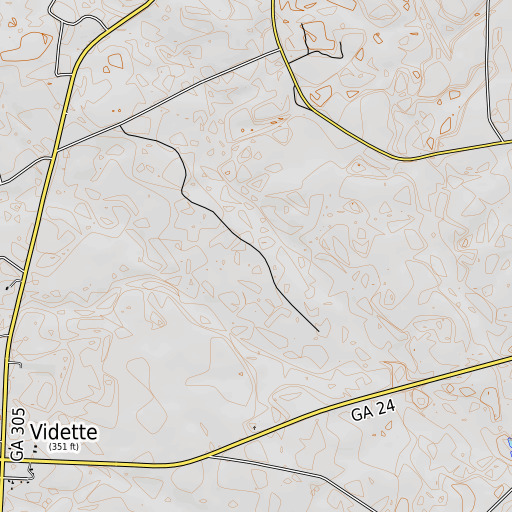 OpenTopoMap map of Vidette Division, GA