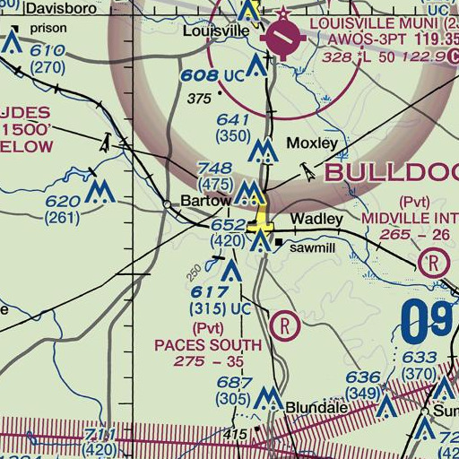 FAA VFR chart of Wadley Division, GA