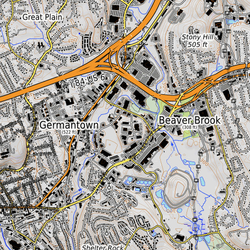 OpenTopoMap map of Commerce Park, CT