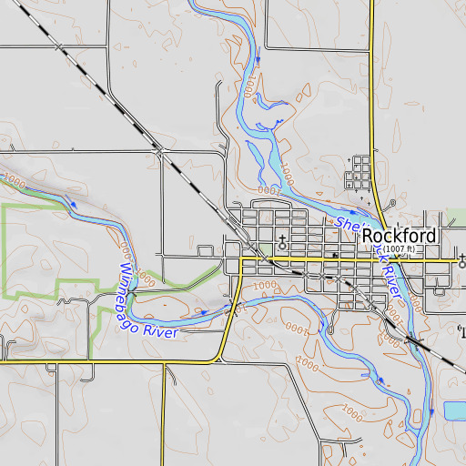 OpenTopoMap map of Rockford, IA