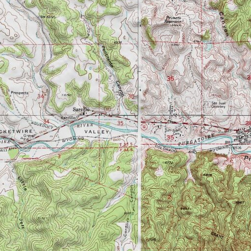 USGS 24K topo map of Pentitente Canyon, CO