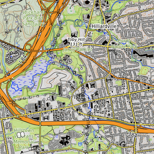OpenTopoMap map of Leber Field, CT