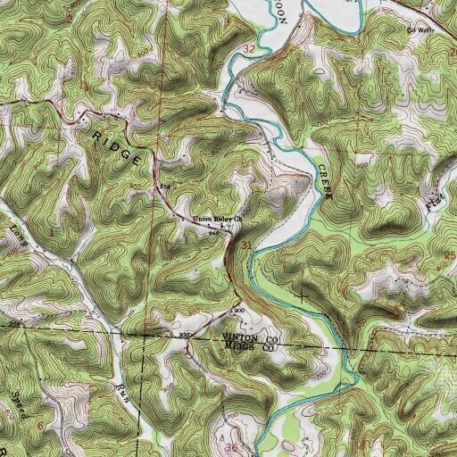 USGS 24K topo map of Union Ridge Cemetery, OH