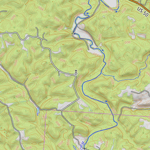OpenTopoMap map of Union Ridge Cemetery, OH